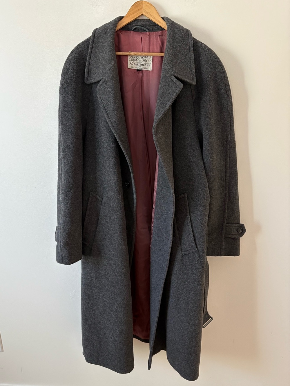 Vintage Wool Cashmere Oversized Coat Size 44 XL Italian Fabric Heavyweight Fall - Picture 3 of 16